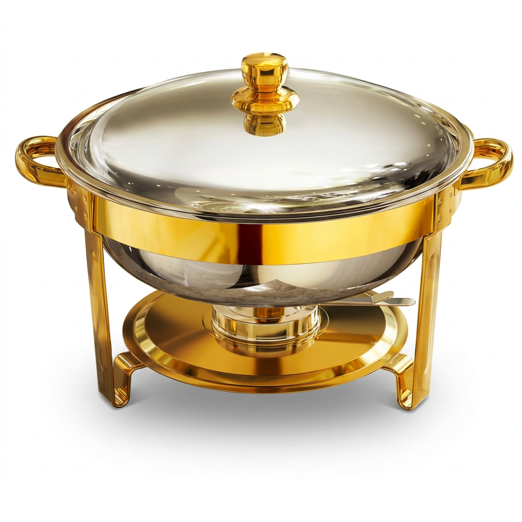 5QT Gold Accent Round Chafer