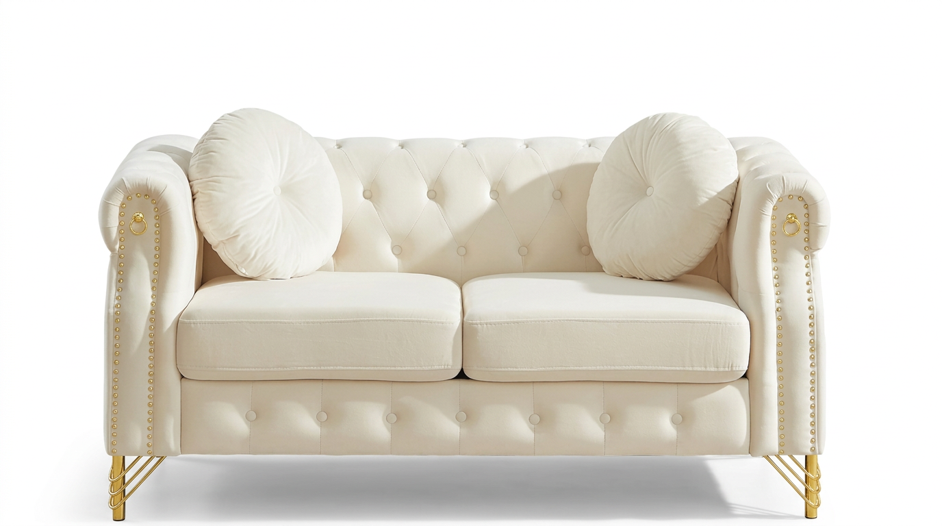 Beige Velvet Loveseat (60.5") rental — Chairs & Seating for weddings and events in the Boston area