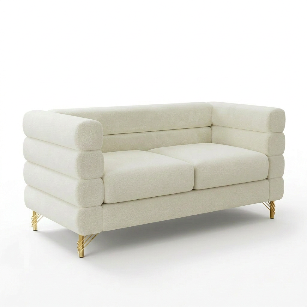 Ivory White Velvet Sofa (59") rental product photo