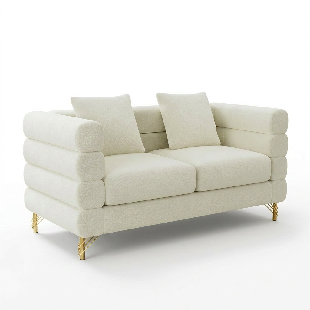 Ivory White Velvet Sofa (59")