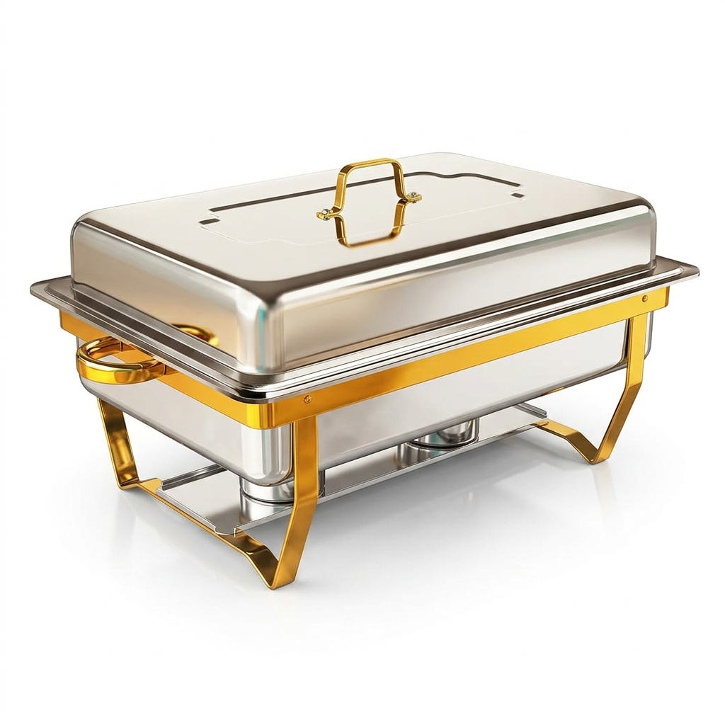 9QT Gold Accent Rectangular Chafer